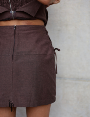 Conjunto Blusa e Short Saia Laise Isa Marrom