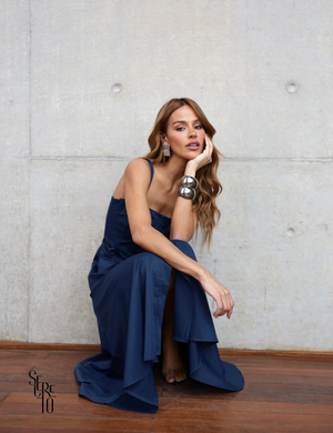 Vestido Midi Alfaiataria Thais Azul
