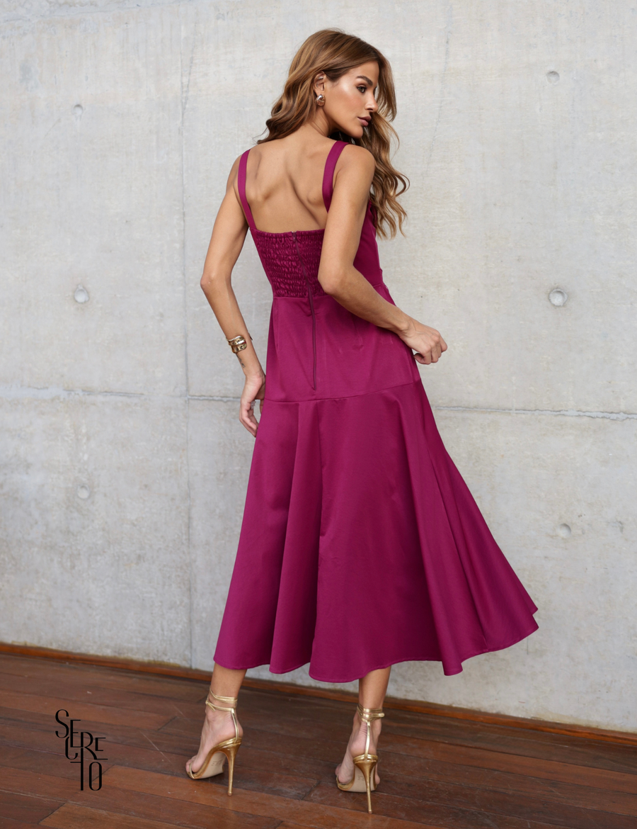 Vestido Midi Alfaiataria Thais Uva