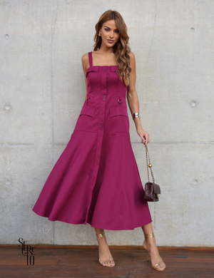 Vestido Midi Alfaiataria Thais Uva