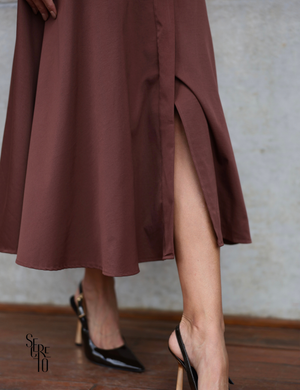 Vestido Midi Alfaiataria Thais Marrom