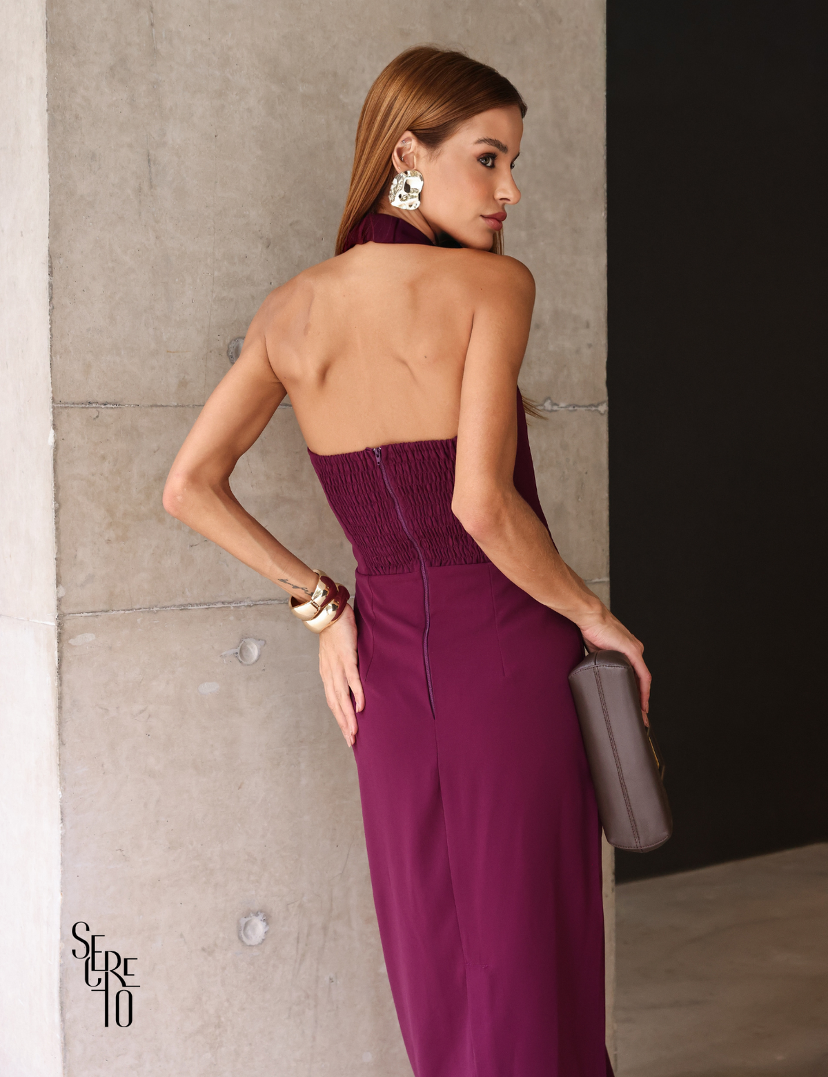 Vestido Midi Frente Única Thany Uva
