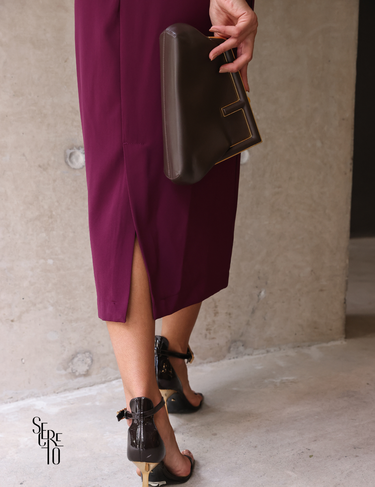 Vestido Midi Frente Única Thany Uva