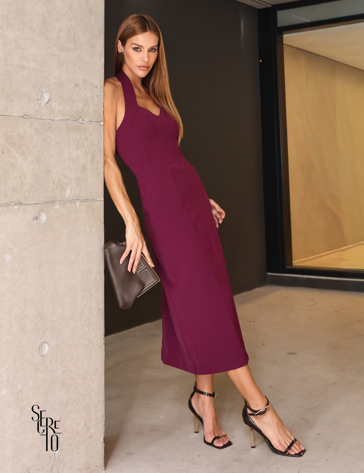 Vestido Midi Frente Única Thany Uva