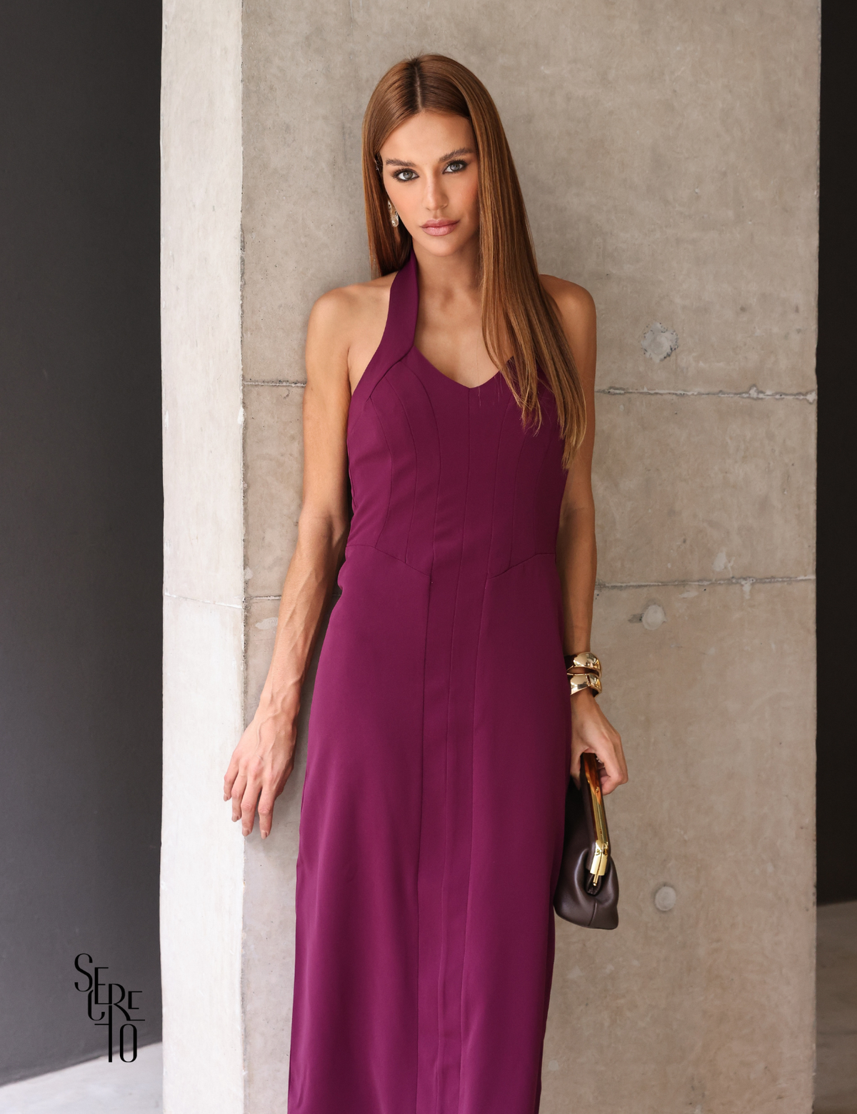 Vestido Midi Frente Única Thany Uva