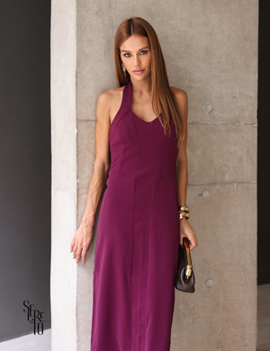 Vestido Midi Frente Única Thany Uva