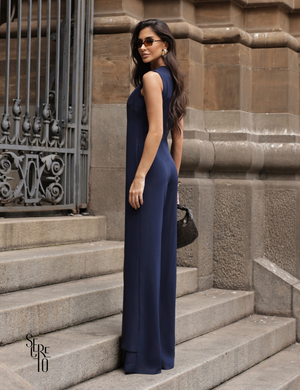 Macacão Duplo Alfaiataria Nicolle Azul Marinho