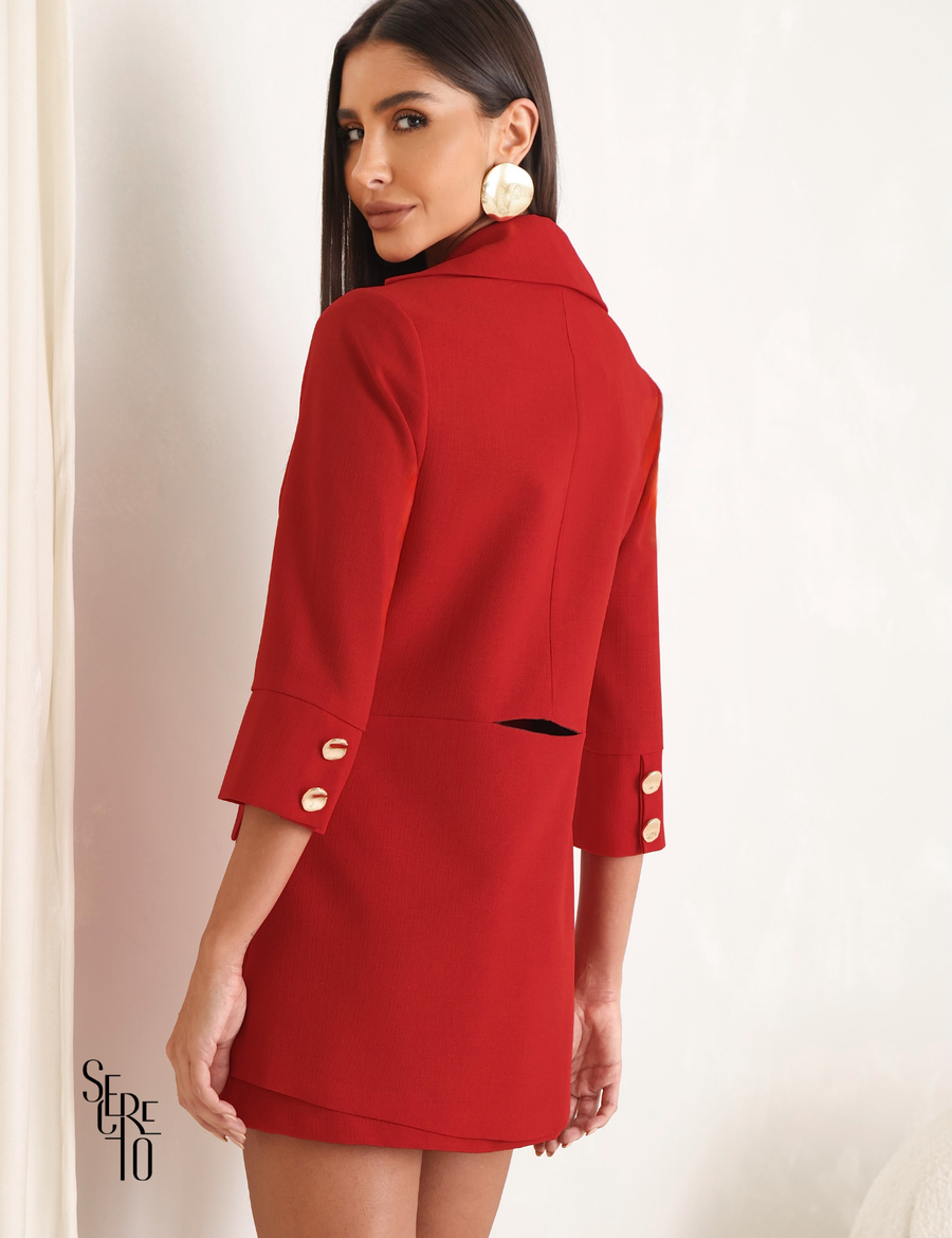 Blazer Manga 7/8 Suzi Vermelho