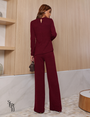 Conjunto Blusa Calça Malha Flavia Vinho