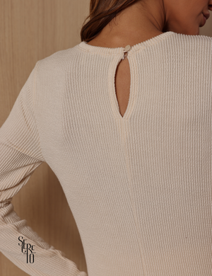 Conjunto Blusa Calça Malha Flavia Creme