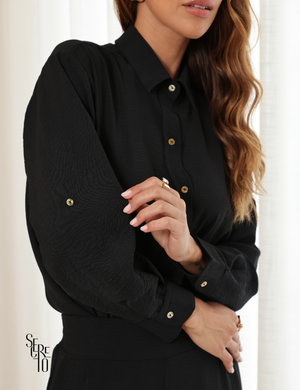 Conjunto Blusa e Calça Alfaiataria Raissa Preto