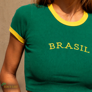 Blusa Cropped BRA Adriana Verde Bandeira