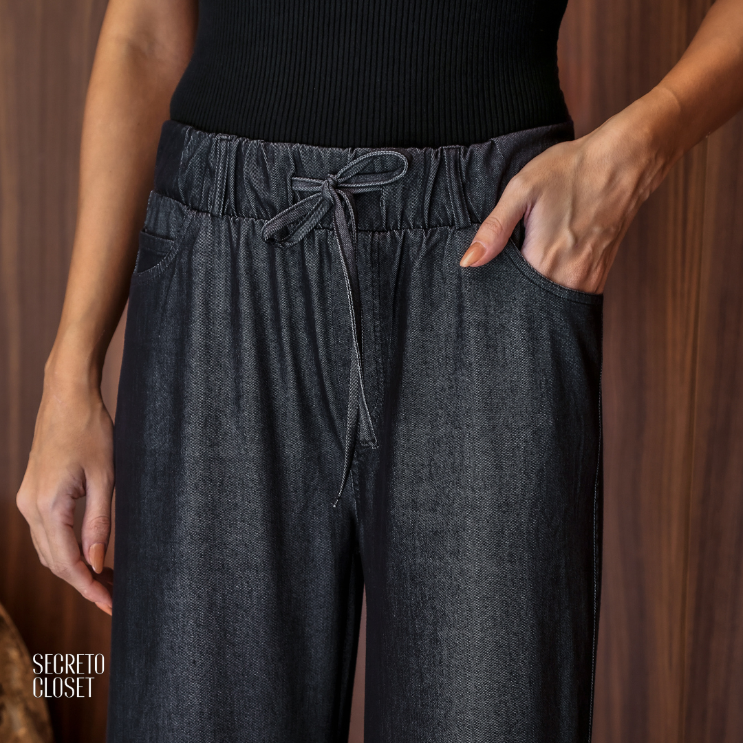 Calça Cos Elástico Marlene Azul Jeans