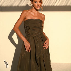 Vestido Longo Assimétrica Liora Verde Militar