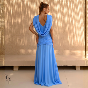 Vestido Longo Capa Alice Azul