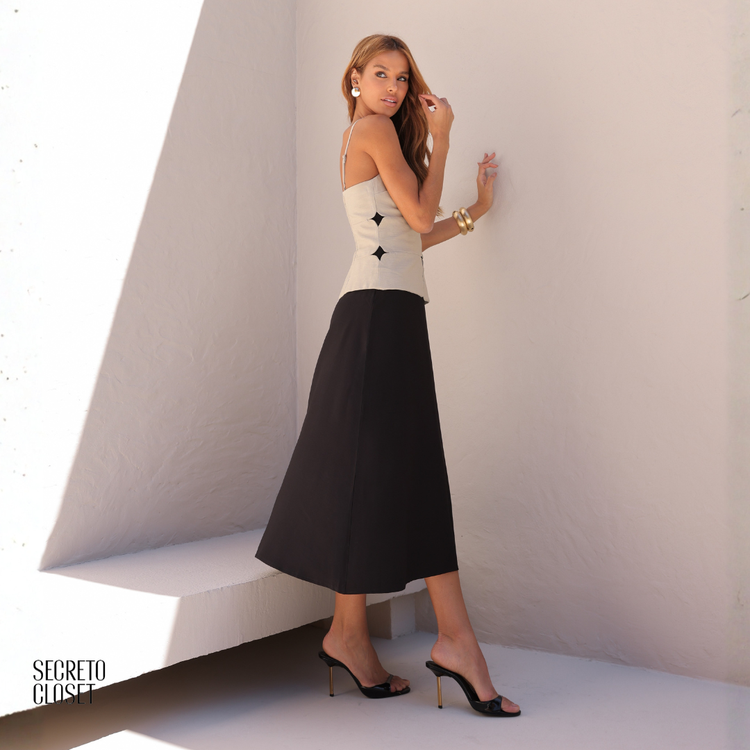 Vestido Midi Bicolor Vanessa Verde