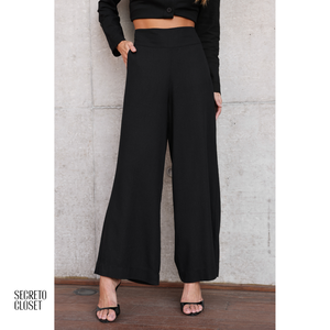 Conjunto Camisa e Calça Linho Alíciah Preto