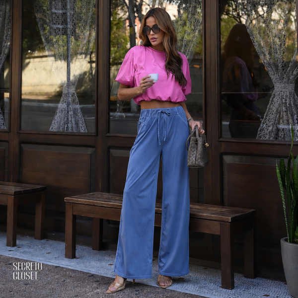 Blusa Ballon Carlota Rosa Claro