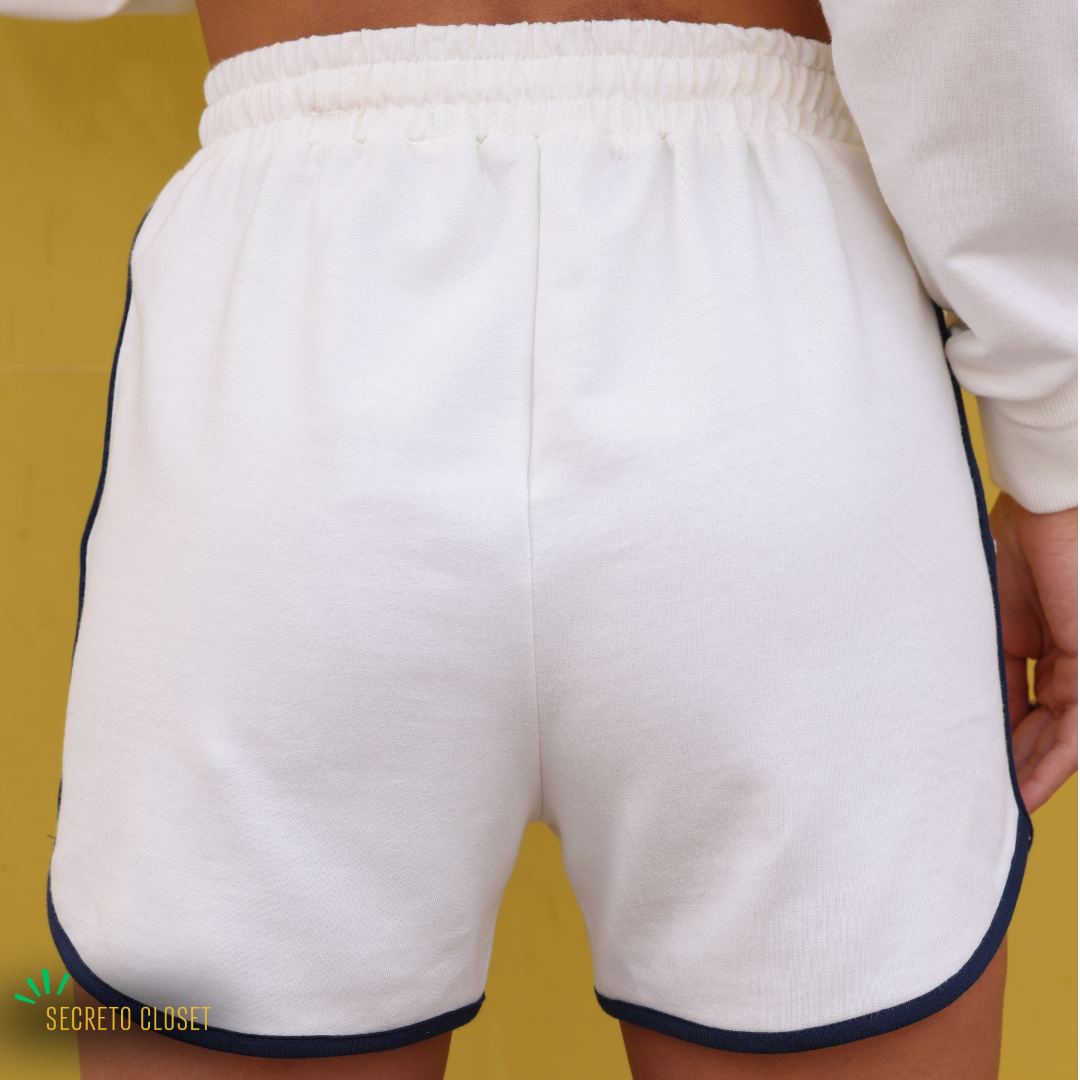 Conjunto Blusa e Short Moletinho Francisca Off White