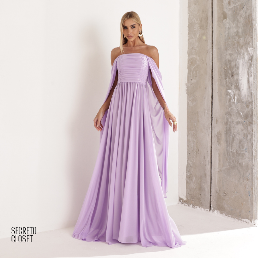 Vestido Longo Tqc Cauda Moana Lilás