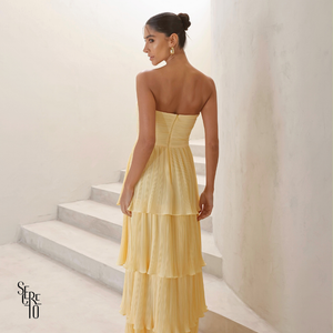 Vestido Longo TQC Plissado Camadas Lilla Camomila