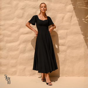 Vestido Longo Manga Sino Julia Preto