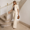 Conjunto Casaqueto e Calça Pesponto Amelia Natural