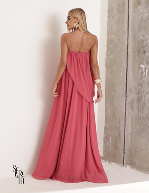 Vestido Longo Drapeado Fabiana Goiaba