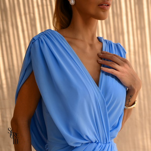 Vestido Longo Capa Alice Azul