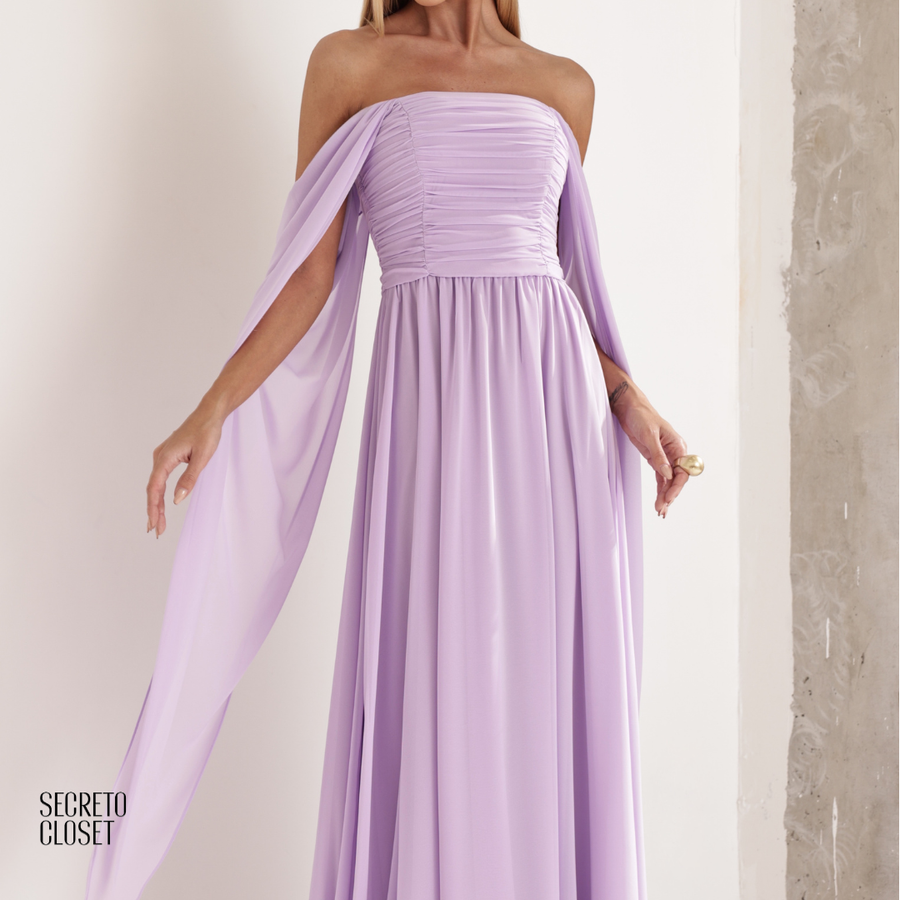 Vestido Longo Tqc Cauda Moana Lilás