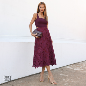 Vestido Midi Bordado Hazel Uva