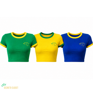 Blusa Cropped Estrela Antonia Amarelo Ouro
