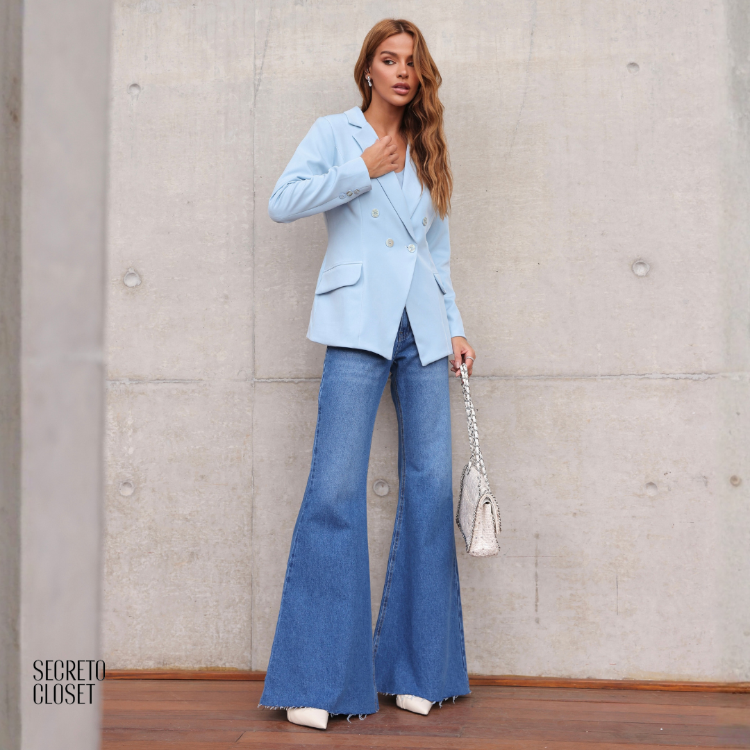 Blazer Alfaiataria Clássica Ana Azul Claro