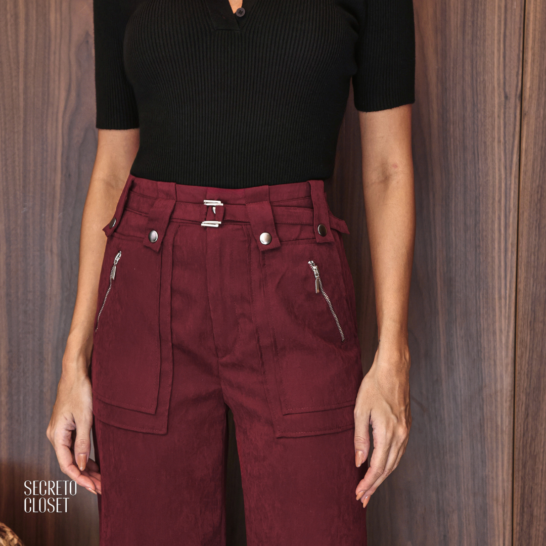 Calça Cupro Leonor Vinho