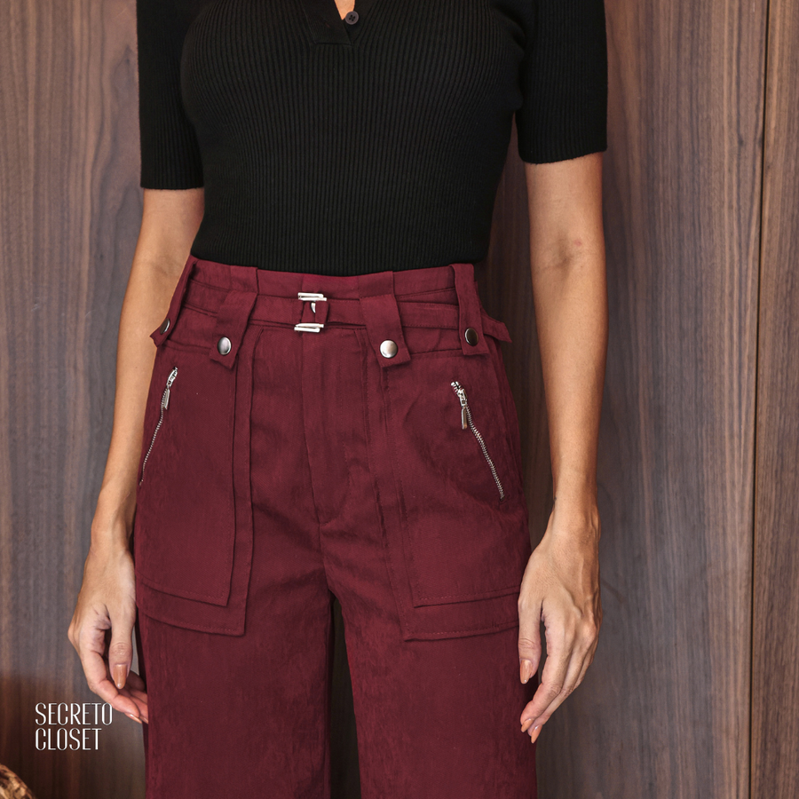 Calça Cupro Leonor Vinho