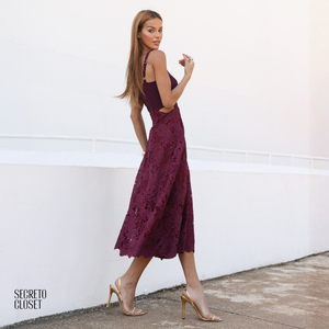 Vestido Midi Bordado Hazel Uva