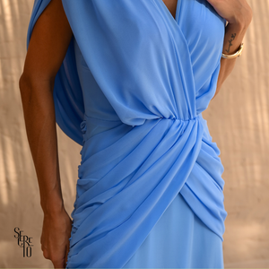 Vestido Longo Capa Alice Azul