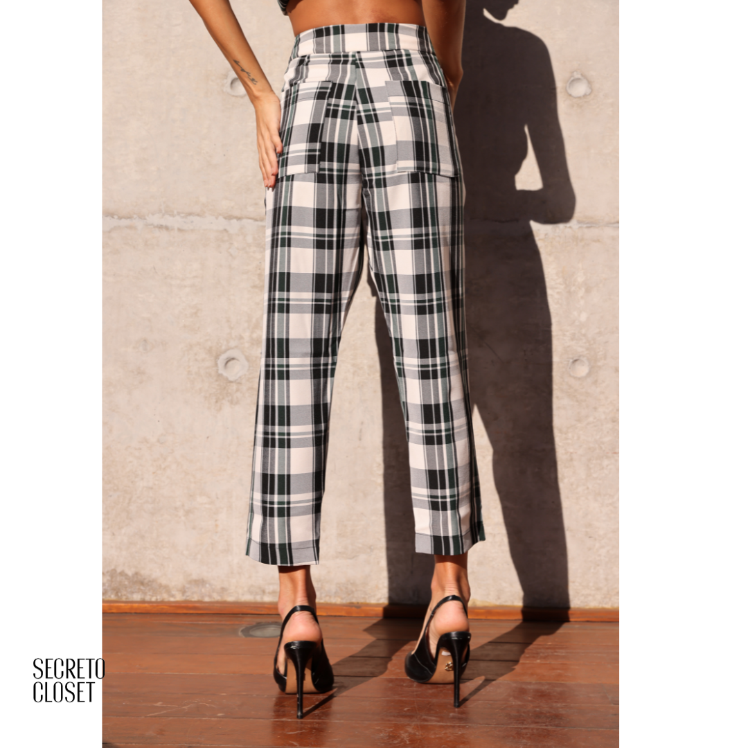 Calça Alfaiataria Xadrez Maya Preto