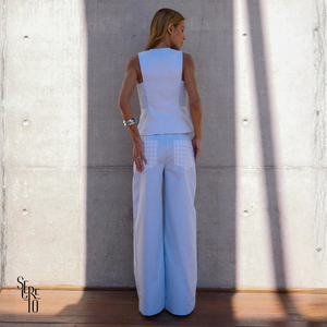 Conjunto Jeans Listrado Valesca Azul Claro