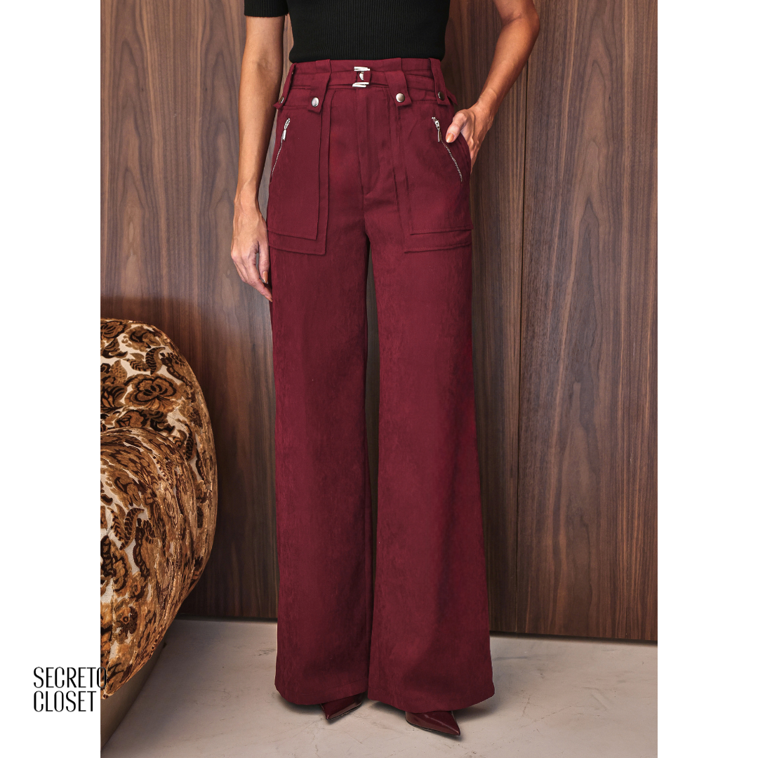 Calça Cupro Leonor Vinho