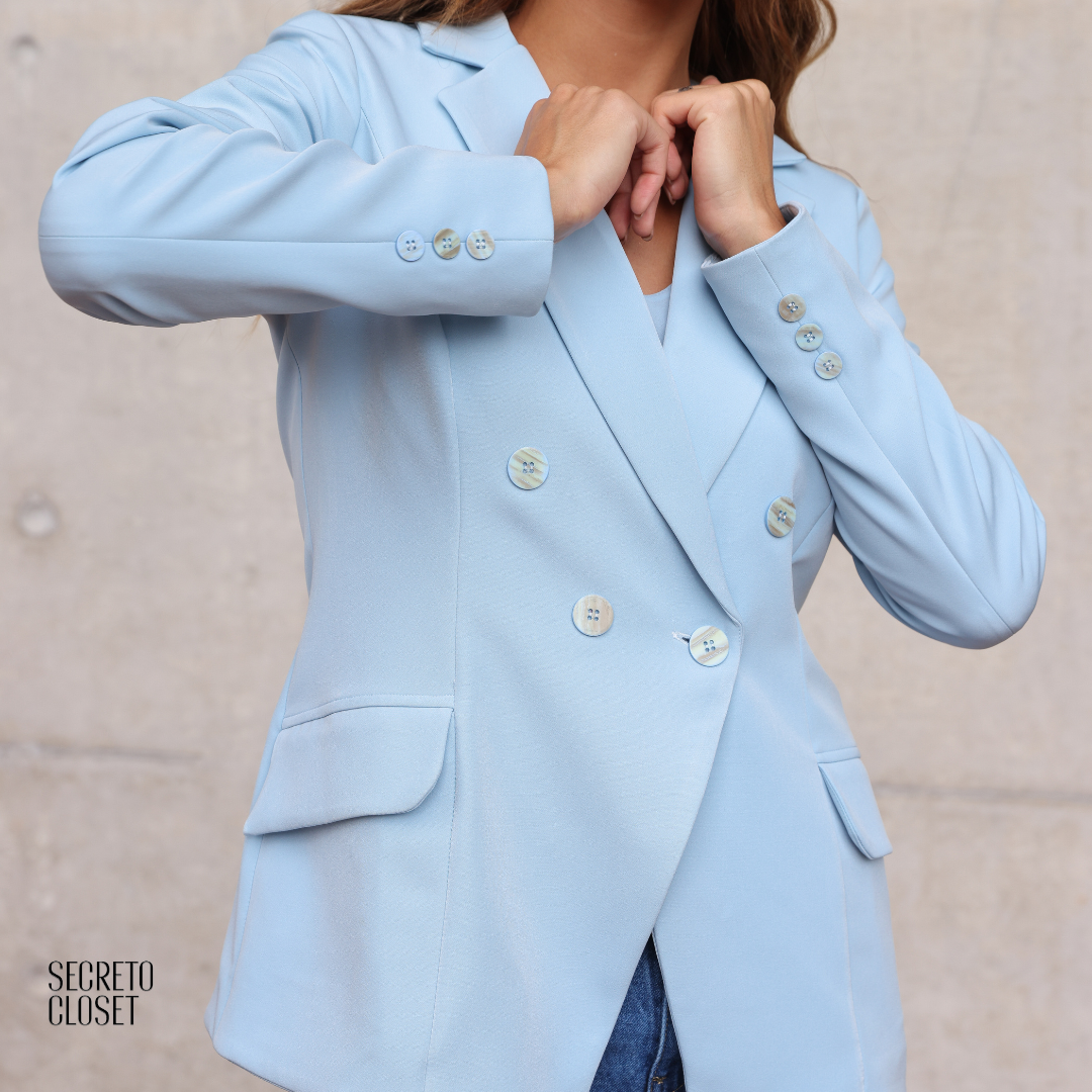 Blazer Alfaiataria Clássica Ana Azul Claro
