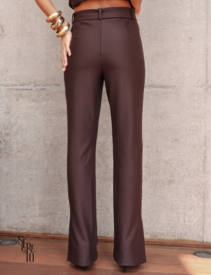 Conjunto Blusa e Calça Alfaiataria Ester Marrom