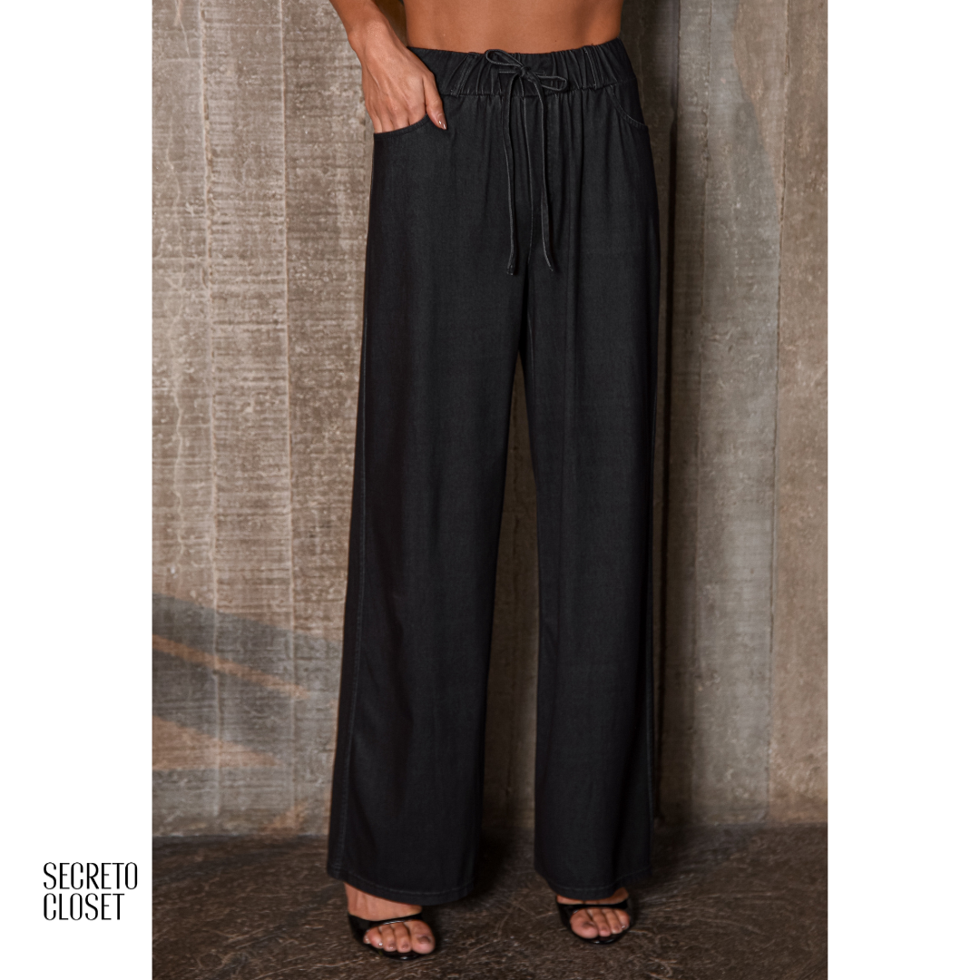 Calça Cos Elástico Marlene Preto