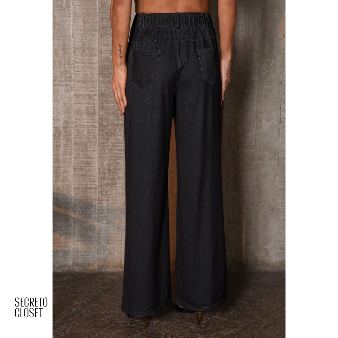 Calça Cos Elástico Marlene Preto