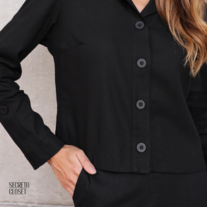 Conjunto Camisa e Calça Linho Alíciah Preto
