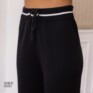 Conjunto Blusa e Calça Tricô Scarlett Preto