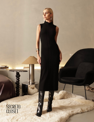 Vestido Longuete Tricô Nana Preto