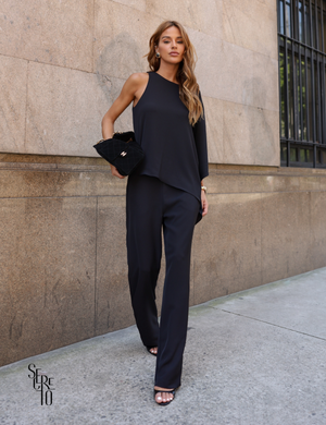 Conjunto Blusa e Calça Assimétrico Aile Preto