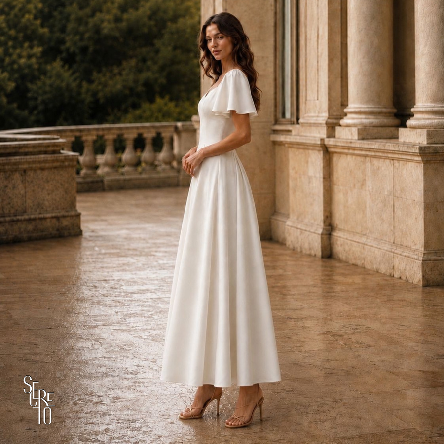 Vestido Longo Manga Sino Julia Branco