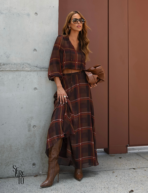 Saia Longa Evasê Carla Marrom